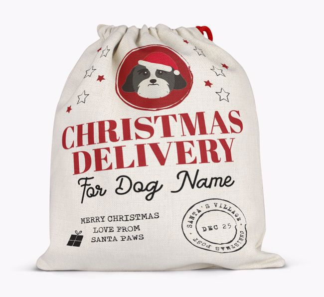 Personalized 'Christmas Delivery for {dogsName}' Santa Sack